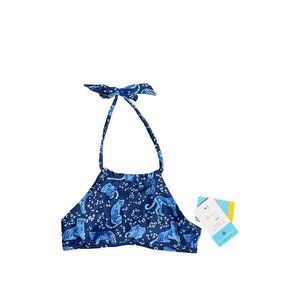 Snapper Rock Swim Top Youth Girls 7 8 Halter Blue Cheetah Animal Print